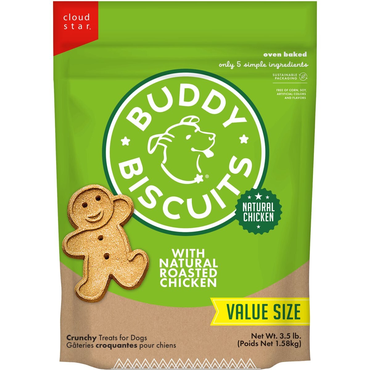 Buddy Biscuits with Roasted Chicken Oven Baked Dog Treats, 3.5-lb bag