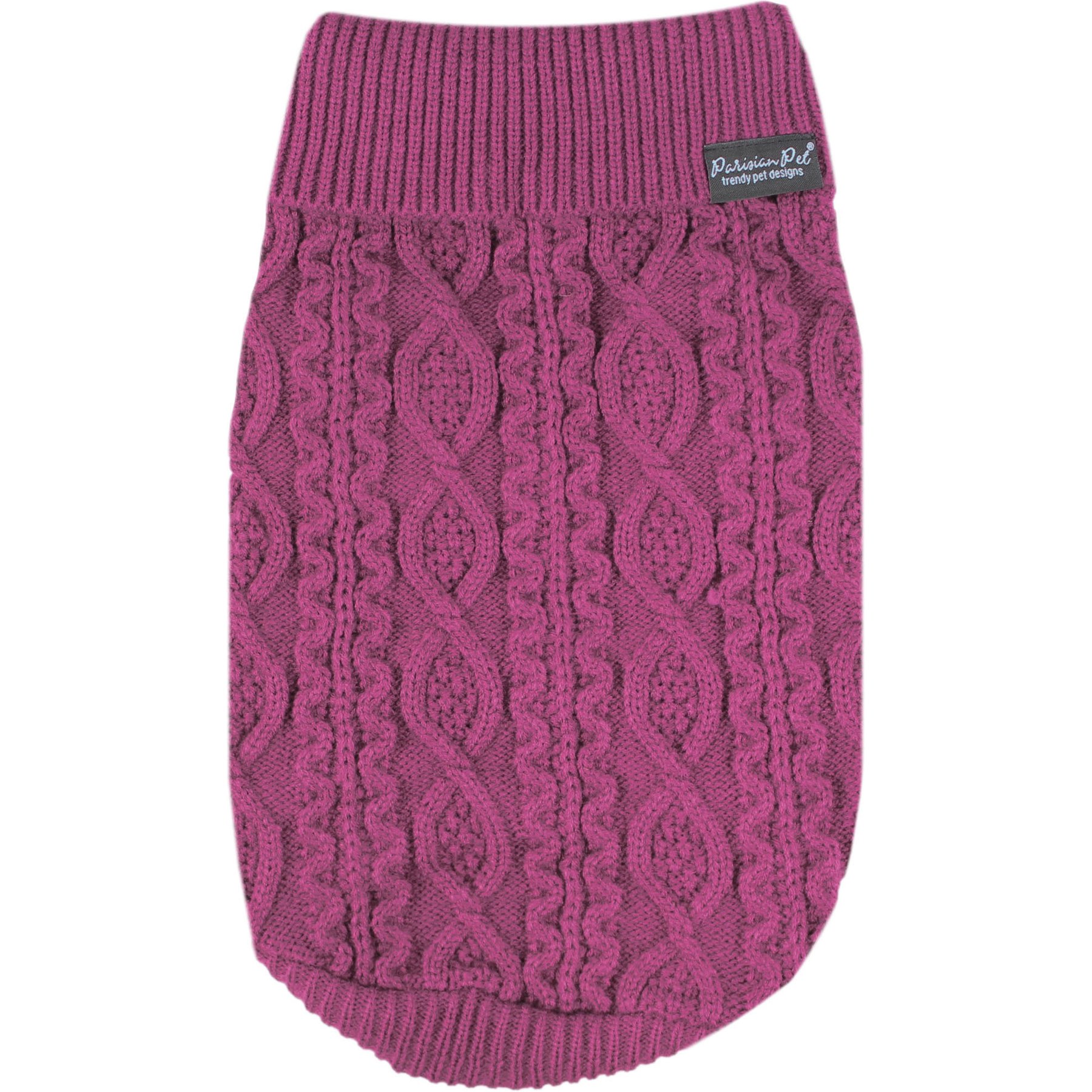 Parisian Pet Cable Knit Raspberry Knitwear Dog Sweater, XX-Large