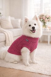 Parisian Pet Cable Knit Raspberry Knitwear Dog Sweater, X-Large slide 2 of 4