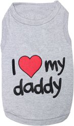 Parisian Pet I Love Daddy Embroidered Dog T-Shirt Soft Cotton Tee, Gray, XXXXX-Large