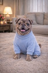 Parisian Pet Ribbed Blue Cozy Sleepwear Dog Pajamas, Medium slide 2 of 4