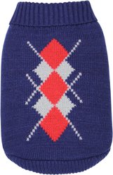 Parisian Pet Argyle Navy Red Knitwear Dog Sweater, Small