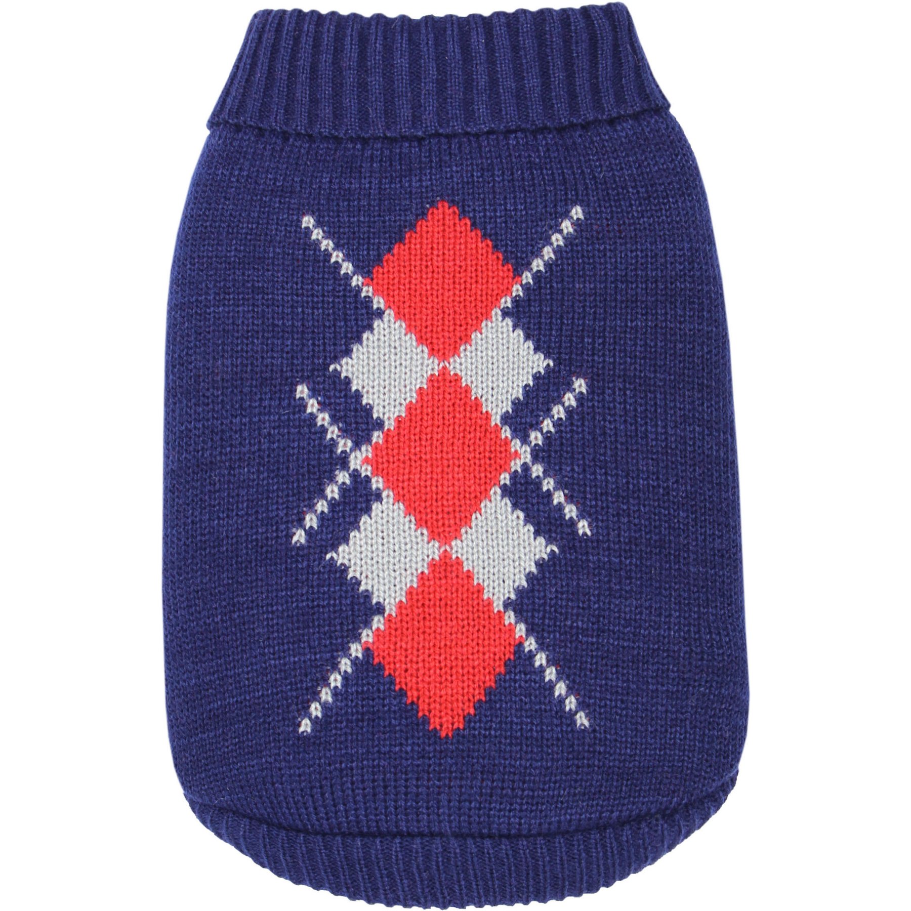 Parisian Pet Argyle Navy Red Knitwear Dog Sweater, Small
