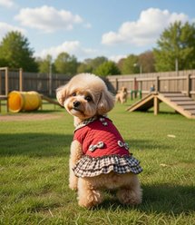 Parisian Pet Checkered Red Pattern Outfit Dog Dress, Large slide 2 of 4