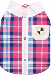Parisian Pet Plaid Royal Camp Pink Button-Up Dog Shirt, Large