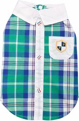 Parisian Pet Plaid Royal Camp Blue Button-Up Dog Shirt, XXX-Large