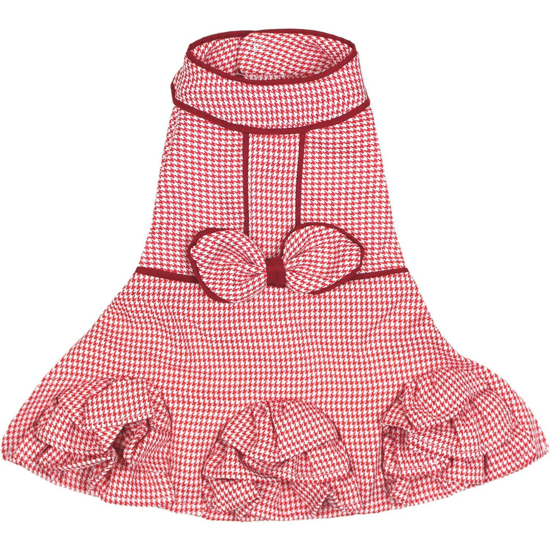 Parisian Pet Houndstooth Ruffles Chic Outfit Dog Dress, Small