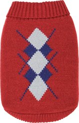 Parisian Pet Argyle Red Navy Knit Top Dog Sweater, Small