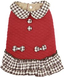 Parisian Pet Checkered Red Pattern Outfit Dog Dress, X-Large