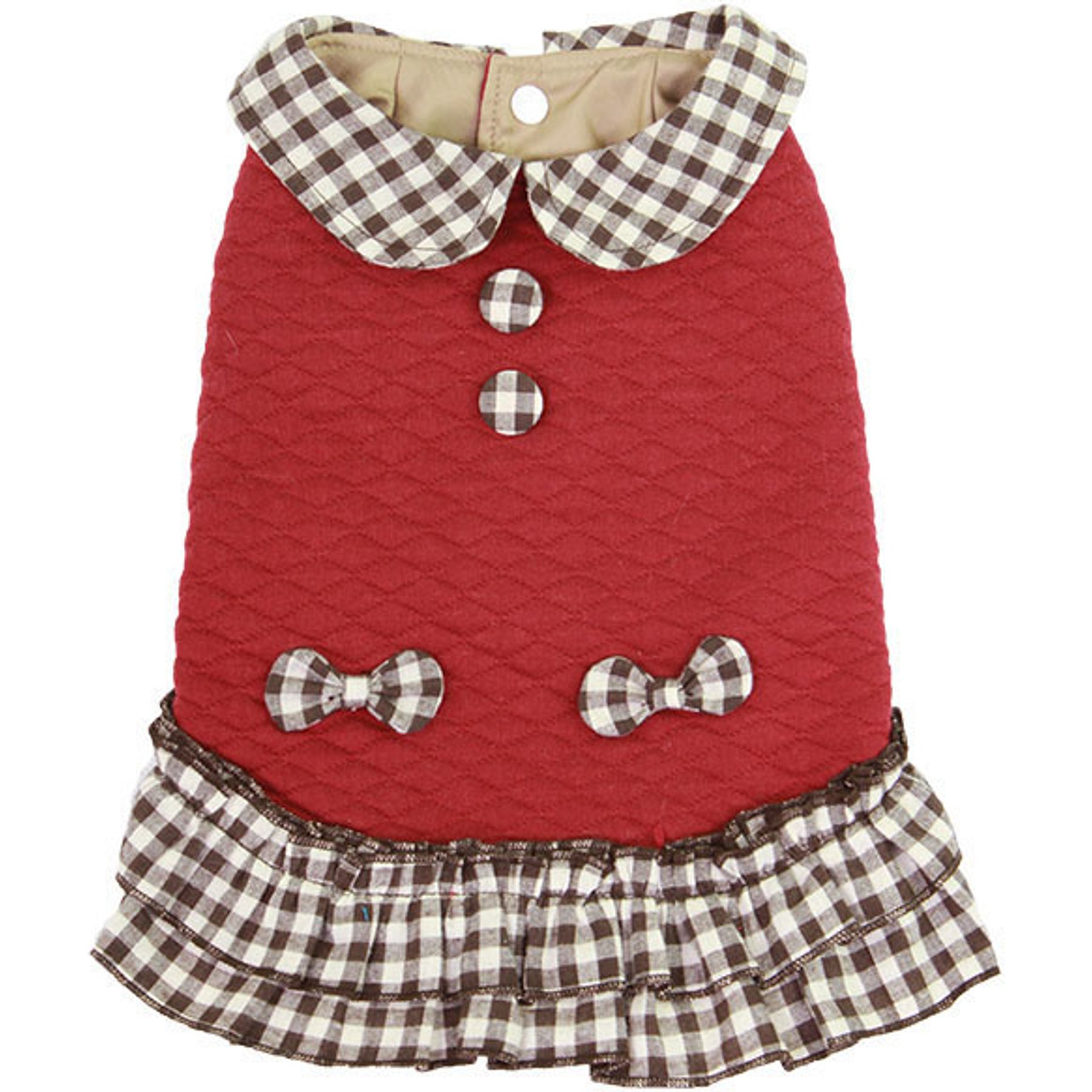 Parisian Pet Checkered Red Pattern Outfit Dog Dress, Large