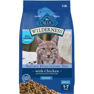 Blue Buffalo Wilderness Natures Evolutionary Diet Chicken High-Protein Grain-Free Adult Indoor Dry Cat Food, 5-lb bag