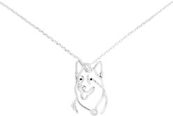 Amanda Blu Wire German Shepherd Necklace, Silver, 18 to 21-in