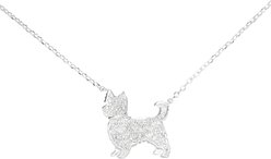 Amanda Blu CZ Yorkie Necklace, Silver, 18 to 21-in