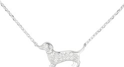 Amanda Blu CZ Dachshund Necklace, Silver, 18 to 21-in