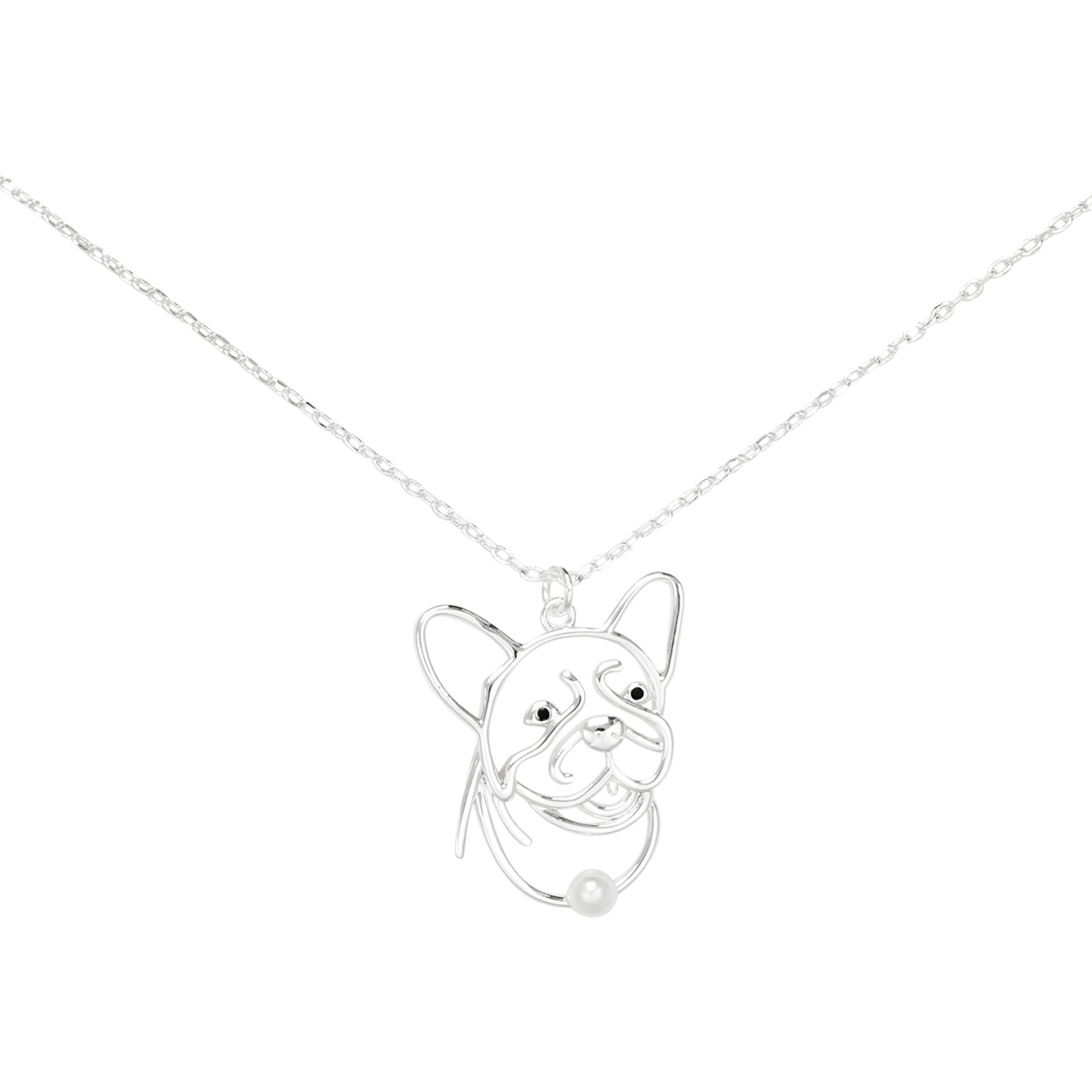 Amanda Blu Wire French Bulldog Necklace, Silver, 18 to 21-in