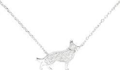 Amanda Blu CZ German Shepherd Necklace, Silver, 18 to 21-in