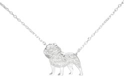Amanda Blu CZ Bulldog Necklace, Silver, 18 to 21-in