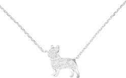 Amanda Blu CZ French Bulldog Necklace, Silver, 18 to 21-in