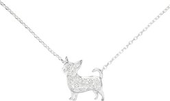 Amanda Blu CZ Chihuahua Necklace, Silver, 18 to 21-in
