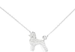 Amanda Blu CZ Poodle Necklace, Silver, 18 to 21-in
