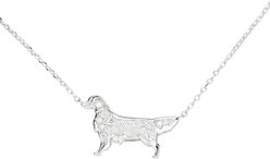 Amanda Blu CZ Golden Retriever Necklace, Silver, 18 to 21-in
