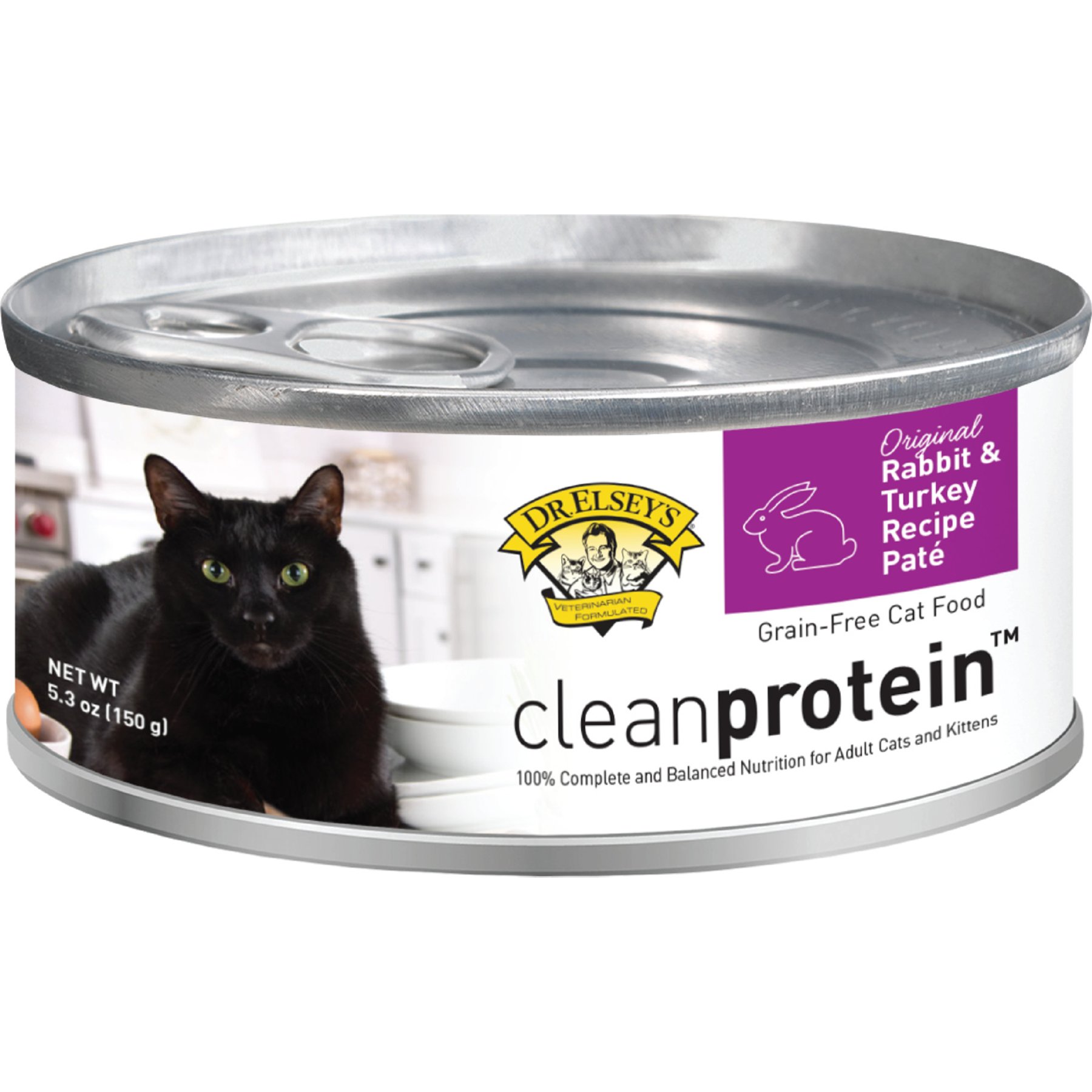 Dr. Elsey's cleanprotein Rabbit & Turkey Recipe Wet Cat Food, 5.3-oz can, case of 24