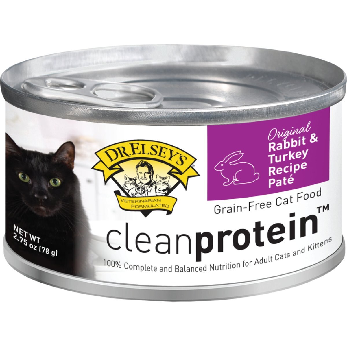 Dr. Elsey's cleanprotein Rabbit & Turkey Recipe Wet Cat Food, 2.75-oz can, case of 24