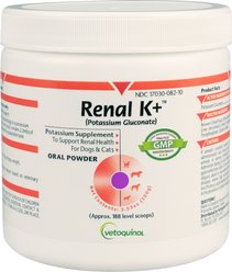 Vetoquinol Renal K+ Powder Kidney Supplement for Cats & Dogs, 100g container