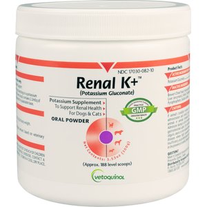 Vetoquinol Renal K+ Powder Kidney Supplement for Cats & Dogs, 100g container
