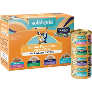 Solid Gold Feline Favorites Variety Pack Grain-Free Wet Cat Food, 3-oz can, case of 12