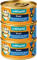 Solid Gold Flavorful Feast Indoor Recipe with Real Chicken Grain-Free Gravy Pate Wet Cat Food, 3-oz can, case of 3