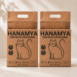 HANAMYA Natural Odor Control Clumping & Low Dust Tofu & Cassava with Recycled Coffee Grounds Cat Litter, 5.5-lb, 2 count