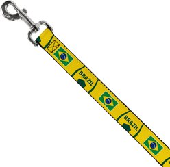 Buckle-Down Global Soccer Cup Series Brazil Spirit Flag Dog Leash, 4-ft long, 1-in wide slide 2 of 3