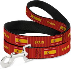 Buckle-Down Global Soccer Cup Series Spain Spirit Flag Dog Leash, 4-ft long, 1-in wide