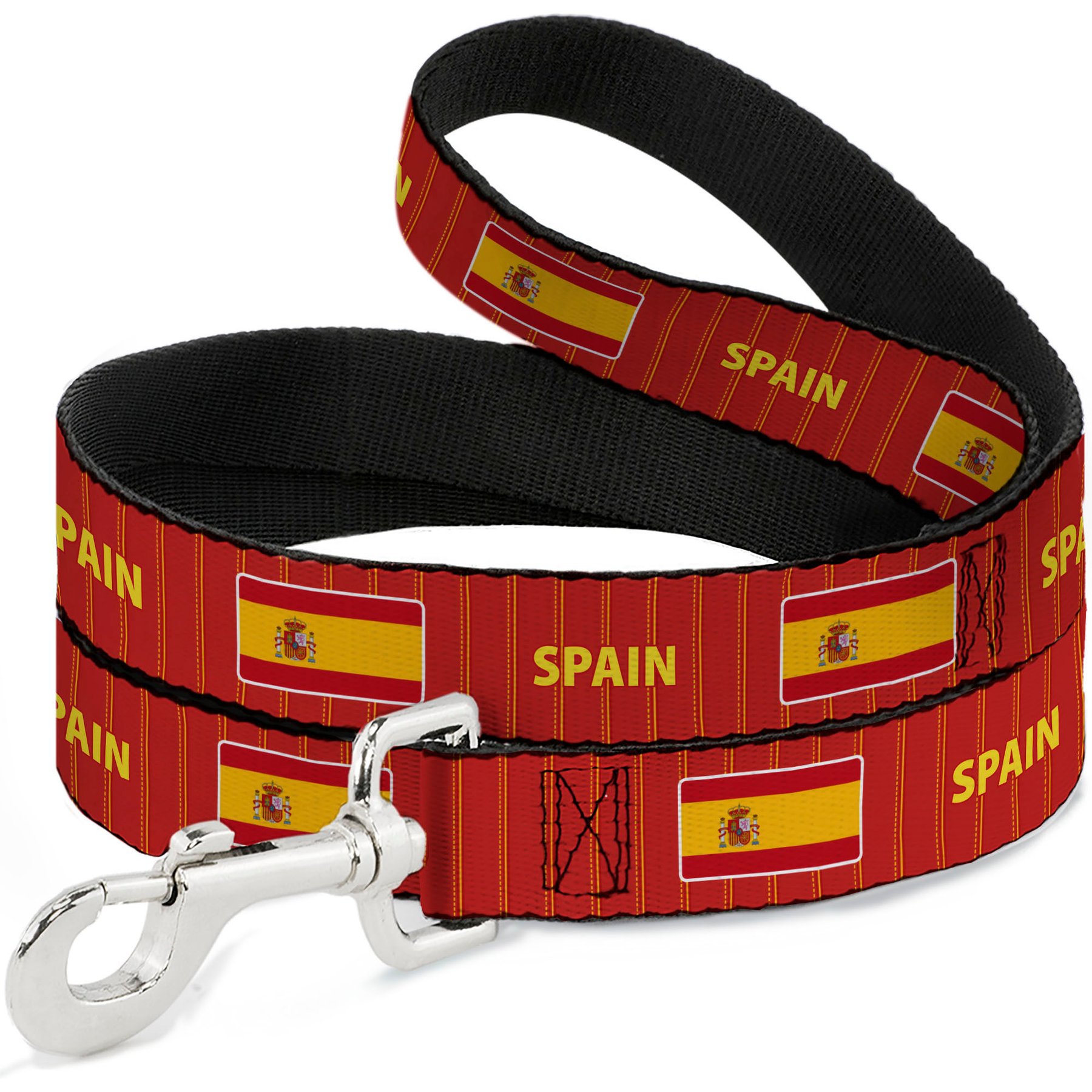 Buckle-Down Global Soccer Cup Series Spain Spirit Flag Dog Leash, 6-ft long, 1-in wide