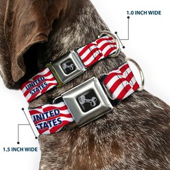 Buckle-Down Global Soccer Cup Series United States Spirit Flag Metal Seatbelt Buckle Dog Collar, Wide Large: 20 to 31-in neck, 1.5-in wide slide 2 of 8