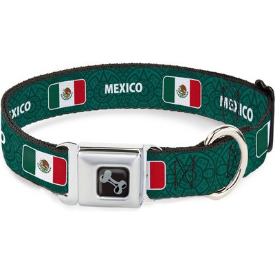 Buckle-Down Buckle-Down Global Soccer Cup Series Mexico Spirit Flag Metal Seatbelt Buckle Dog Collar, Large: 15 to 24-in neck, 1-in wide