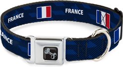 Buckle-Down Global Soccer Cup Series France Spirit Flag Metal Seatbelt Buckle Dog Collar, Wide Medium: 16 to 23-in neck, 1.5-in wide