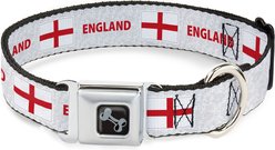 Buckle-Down Global Soccer Cup Series England Spirit Flag Metal Seatbelt Buckle Dog Collar, Large: 15 to 24-in neck, 1-in wide