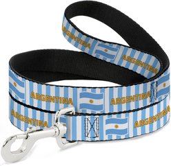 Buckle-Down Global Soccer Cup Series Argentina Spirit Flag Dog Leash, 6-ft long, 1-in wide
