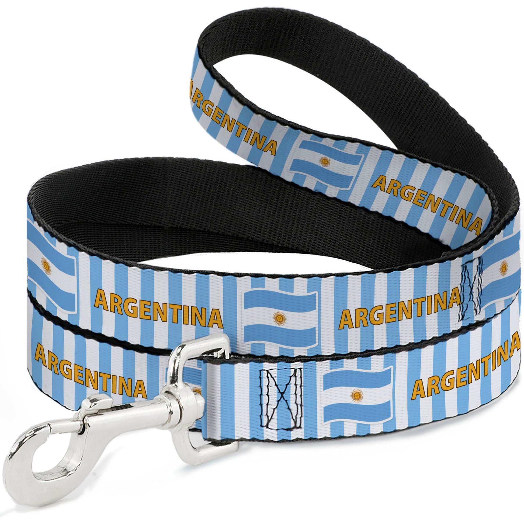 Buckle-Down Global Soccer Cup Series Argentina Spirit Flag Dog Leash, 6-ft long, 1-in wide