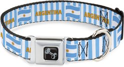 Buckle-Down Global Soccer Cup Series Argentina Spirit Flag Metal Seatbelt Buckle Dog Collar, Medium: 11 to 16.5-in neck, 1-in wide