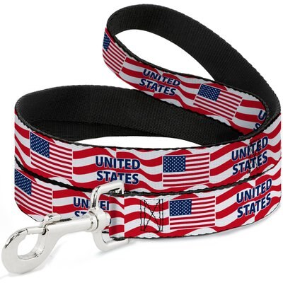 Buckle-Down Buckle-Down Global Soccer Cup Series United States Spirit Flag Dog Leash, 4-ft long, 1-in wide