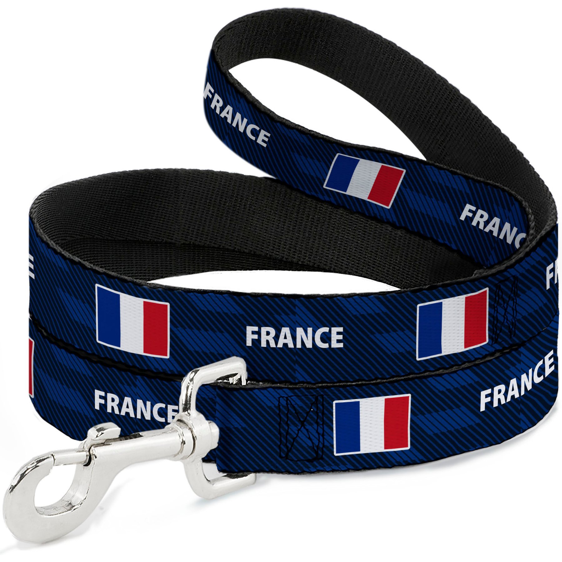 Buckle-Down Global Soccer Cup Series France Spirit Flag Dog Leash, 4-ft long, 1-in wide