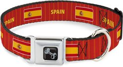Buckle-Down Global Soccer Cup Series Spain Spirit Flag Metal Seatbelt Buckle Dog Collar, Medium: 11 to 16.5-in neck, 1-in wide