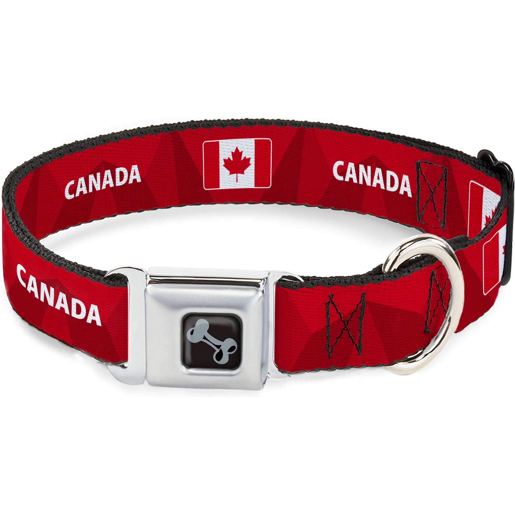 Buckle-Down Global Soccer Cup Series Canada Spirit Flag Metal Seatbelt Buckle Dog Collar, Medium: 11 to 16.5-in neck, 1-in wide