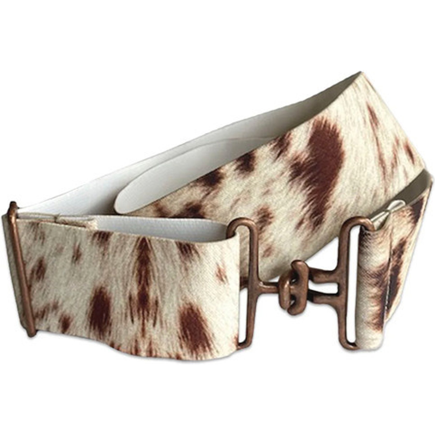 Ace Equestrian Elastic Horse Riding Belt, Cow Print/Copper, 2-in