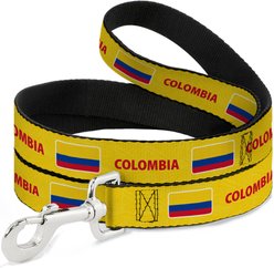 Buckle-Down Global Soccer Cup Series Colombia Spirit Flag Dog Leash, 6-ft long, 1-in wide