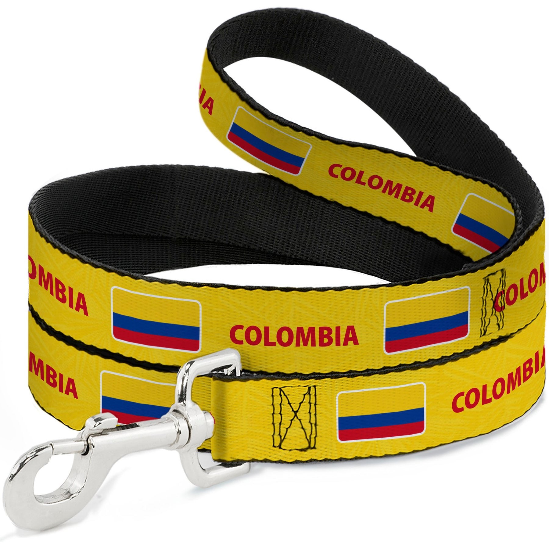 Buckle-Down Global Soccer Cup Series Colombia Spirit Flag Dog Leash, 6-ft long, 1-in wide