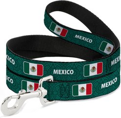 Buckle-Down Global Soccer Cup Series Mexico Spirit Flag Dog Leash, 6-ft long, 1-in wide